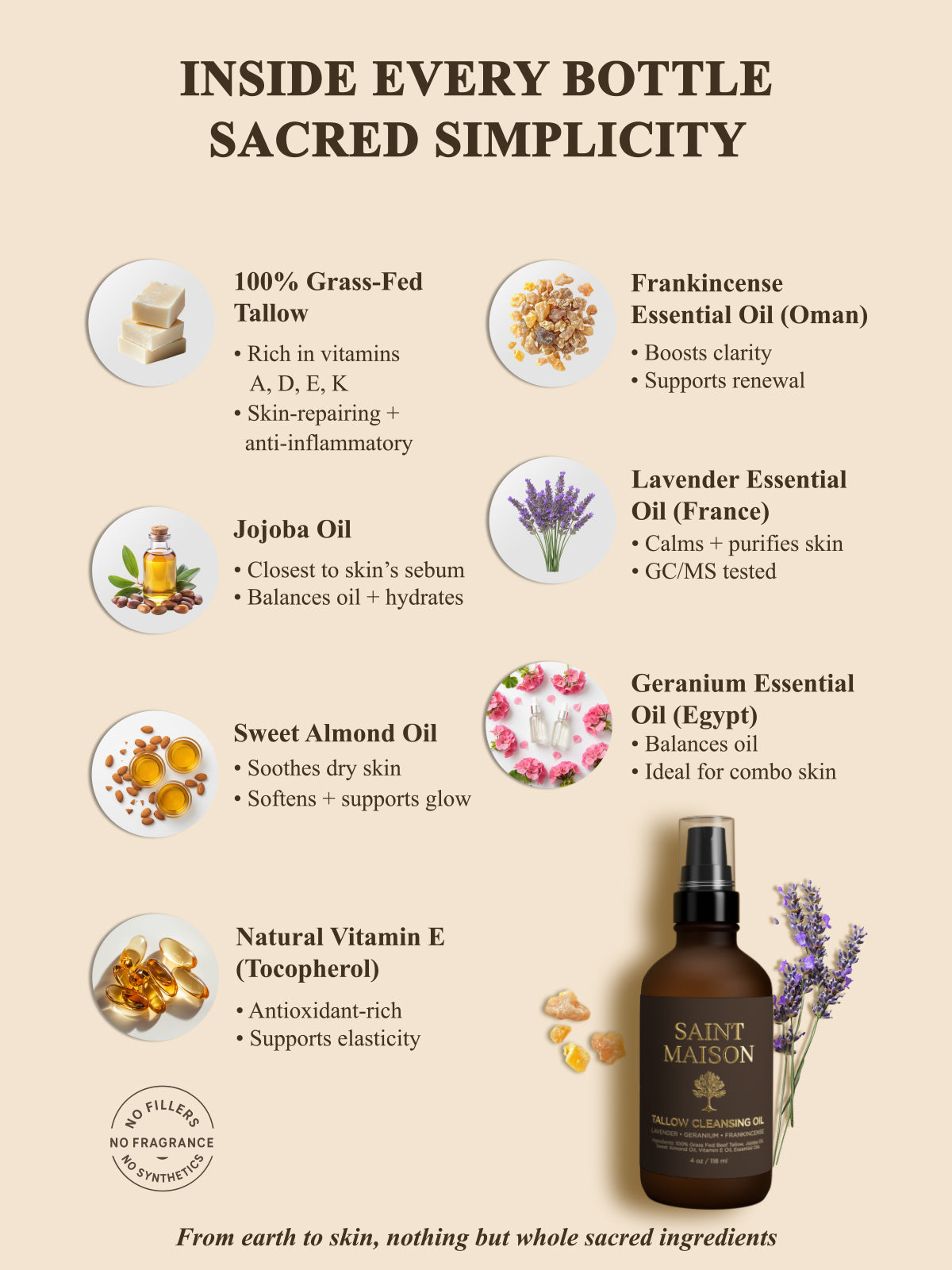 Tallow Cleansing Oil- Lavender, Frankincense, Geranium